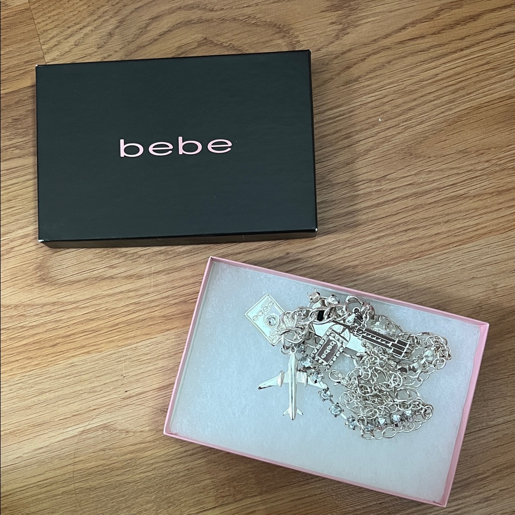 Bebe Silver Charm Necklace With Unique Charms 45$